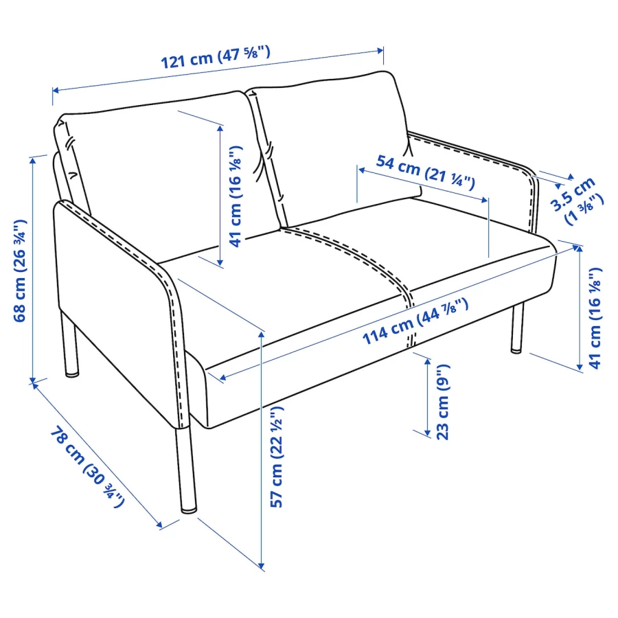 Диван 2-местный - IKEA GLOSTAD, 78x121см, темно-серый, ИКЕА ГЛОСТАД (изображение №12)