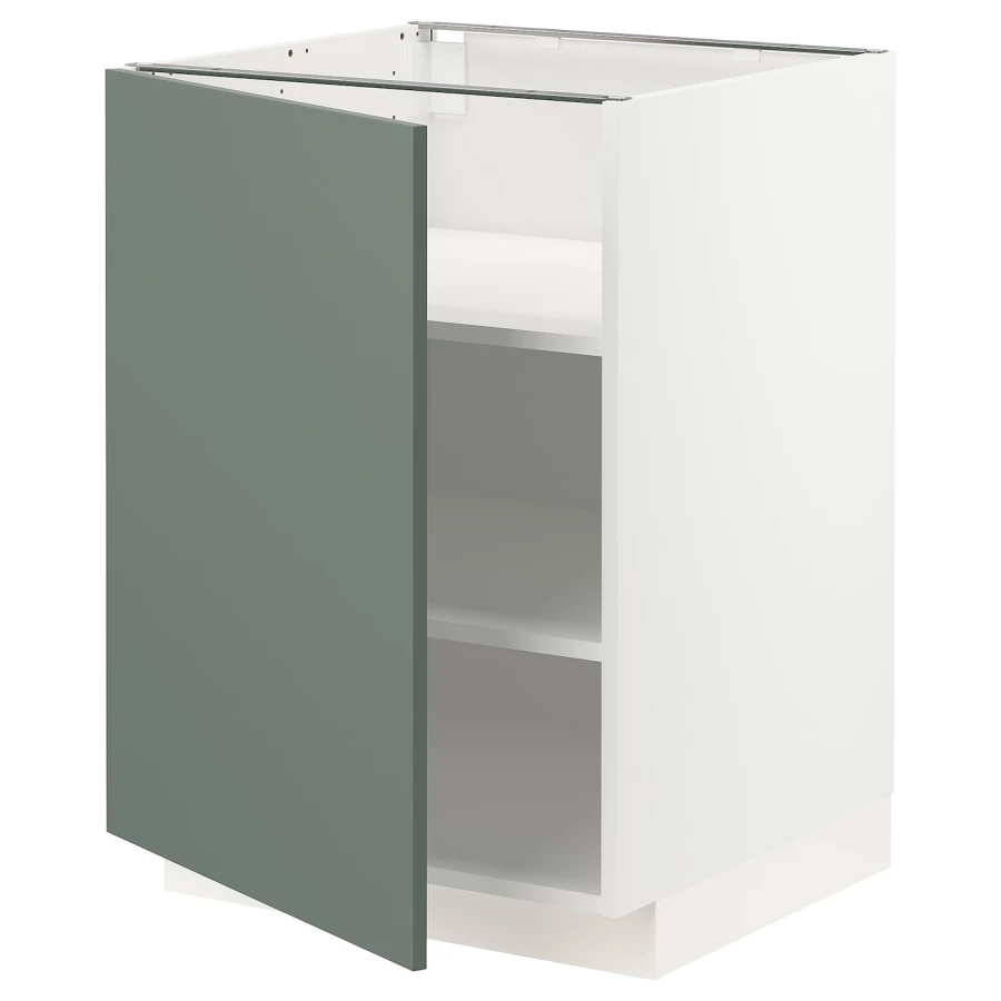 Напольный шкаф  - IKEA METOD, 88x62x60см, белый/серо-зеленый, МЕТОД ИКЕА (изображение №1)