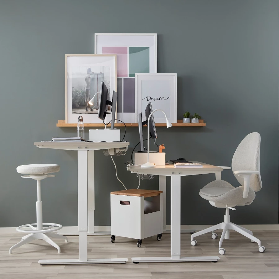 Письменный стол - IKEA TROTTEN, 120х70х72-122 см, бежевый/белый, ТРОТТЕН ИКЕА (изображение №3)