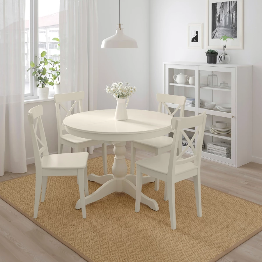 Обеденный набор - INGATORP/INGOLF IKEA/ИНГАТОРП/ИНГОЛЬФ ИКЕА, 110х74 см, белый (изображение №2)