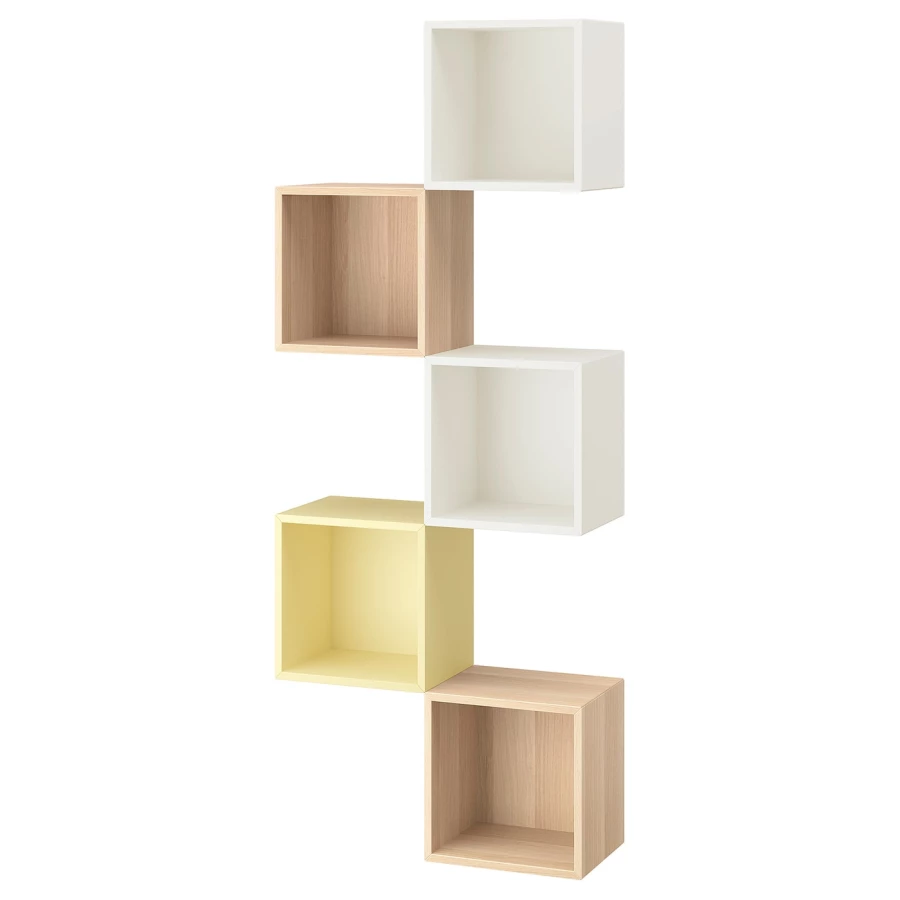 Комбинация для хранения - EKET IKEA/ ЭКЕТ ИКЕА,  105х70 см,   белый/бледно-коричневый/желтый (изображение №1)