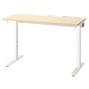 Письменный стол с регулировкой по высоте - IKEA MITTZON/МИТТЗОН ИКЕА, 120х60х65-85 см, белый/под беленый дуб