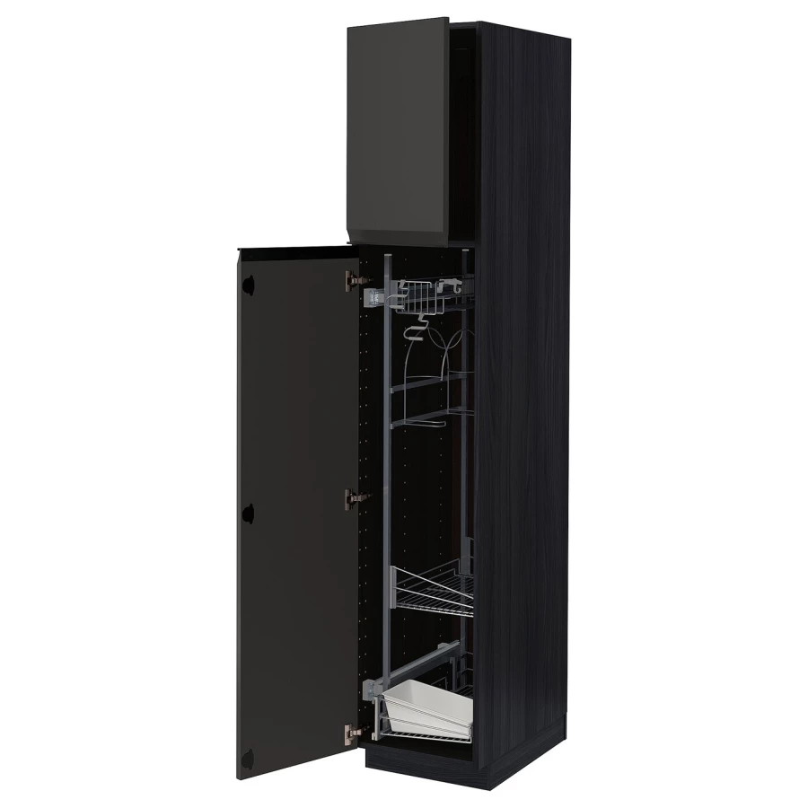 Высокий шкаф - IKEA METOD/МЕТОД ИКЕА, 200х60х40 см, черный (изображение №1)