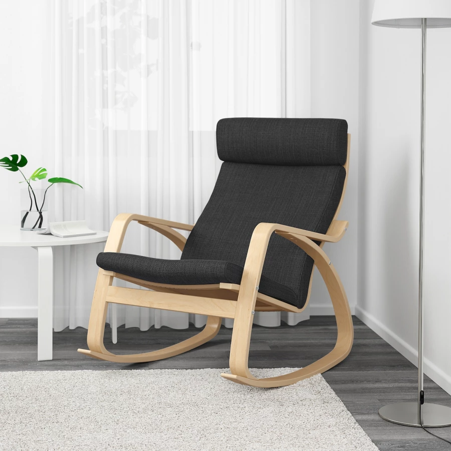 Кресло-качалка - IKEA POÄNG/POANG/ПОЭНГ ИКЕА, 68х94х95 см, черный (изображение №2)