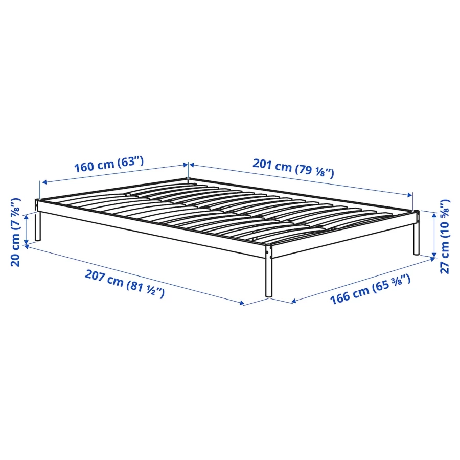 Каркас кровати - IKEA VEVELSTAD, 200х160 см, белый, ВЕВЕЛСТАД ИКЕА (изображение №6)