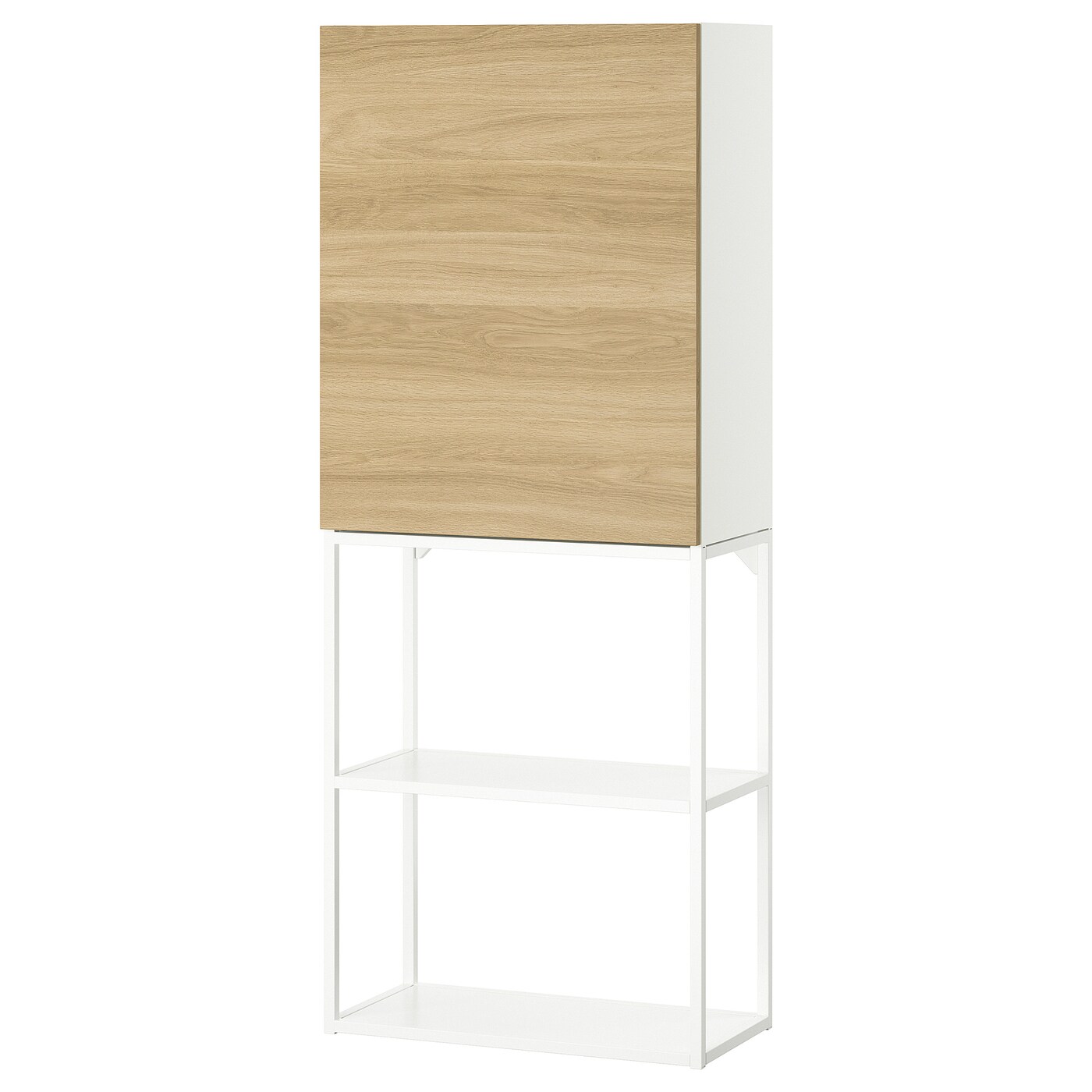 Навесной шкаф - ENHET IKEA/ ЭНХЕТ ИКЕА,   60x32x150 см, белый/под беленый дуб