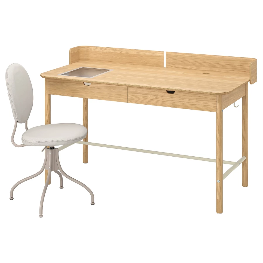 Комбинация: стол и стул - IKEA RIDSPÖ/RIDSPO/BJÖRKBERGET/BJORKBERGET, 140х70 см, дуб, РИДСПО/БЬЕРБЕРГЕТ ИКЕА (изображение №1)
