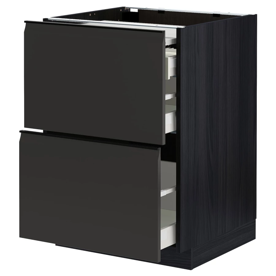 Напольный шкаф - METOD / MAXIMERA IKEA/ МЕТОД/ МАКСИМЕРА ИКЕА,  88х60 см, черный/серый (изображение №1)