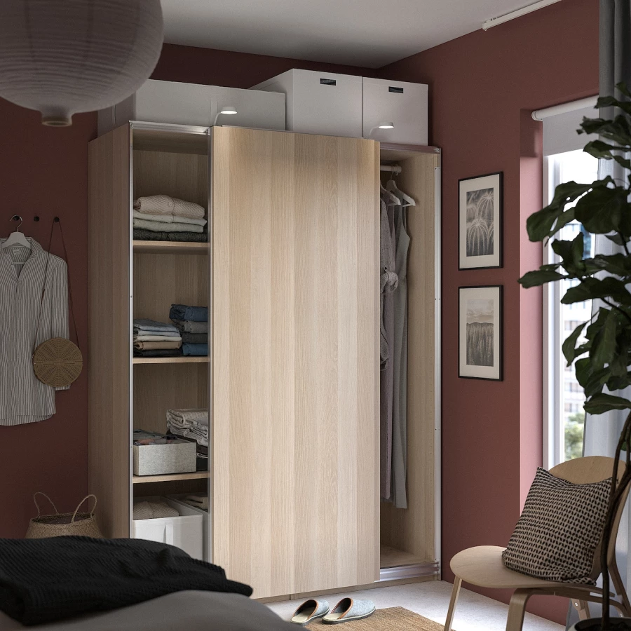 Шкаф - IKEA PAX/HASVIK/ПАКС/ХАСВИК ИКЕА, 66х150х201 см, светло-коричневый (изображение №3)