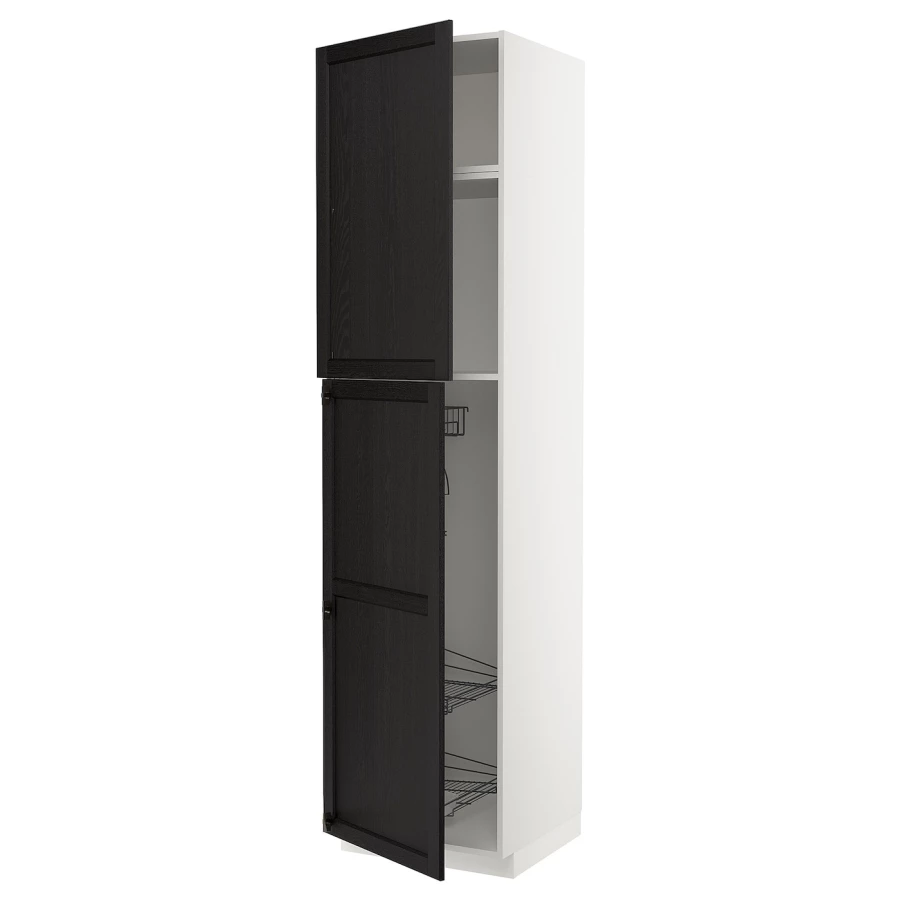 Высокий шкаф - IKEA METOD/МЕТОД ИКЕА, 60х60х240 см, белый/черный (изображение №1)