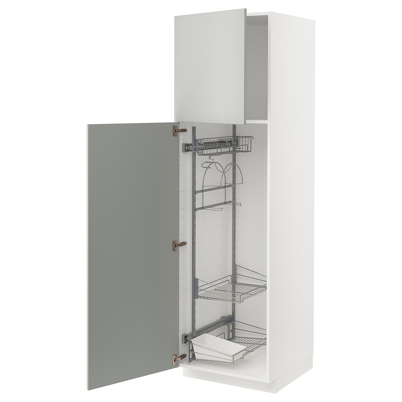 Высокий кухонный шкаф/бытовой - IKEA METOD/МЕТОД ИКЕА, 200х60х60 см, белый/серый