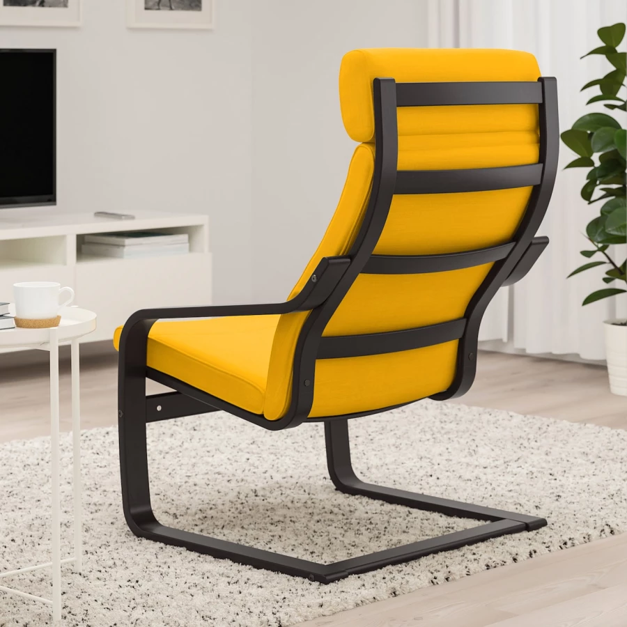 Кресло - IKEA POÄNG/POANG/ПОЭНГ ИКЕА, 68х82х100 см, жёлтый (изображение №3)