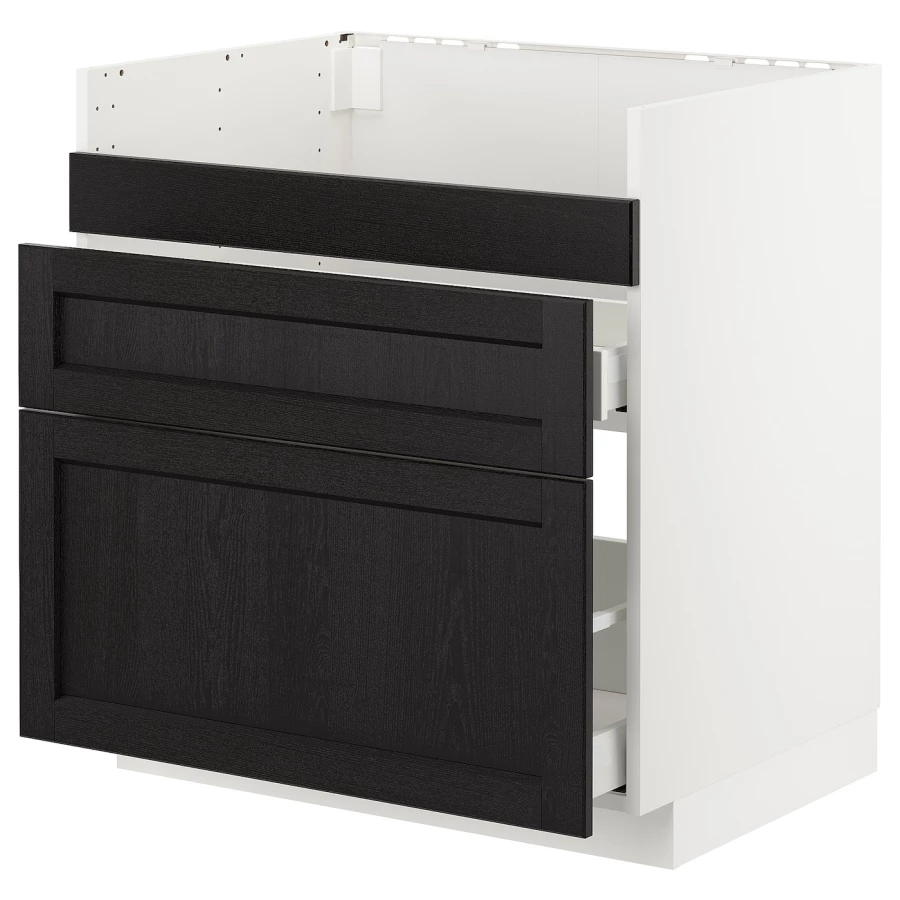 Шкаф под раковину/3 шт/2 шт - HAVSEN IKEA/ ХАВСЕН  ИКЕА, 88х80 см, черный/белый (изображение №1)