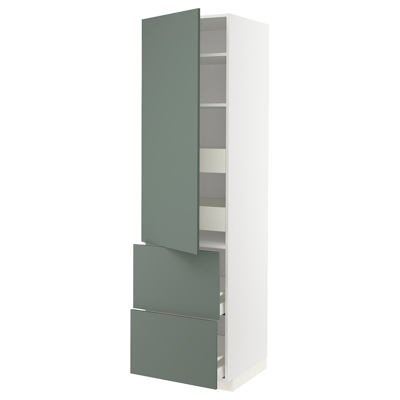 Высокий шкаф - IKEA METOD/MAXIMERA/МЕТОД/МАКСИМЕРА ИКЕА, 220х60х60 см, белый/серо-зеленый