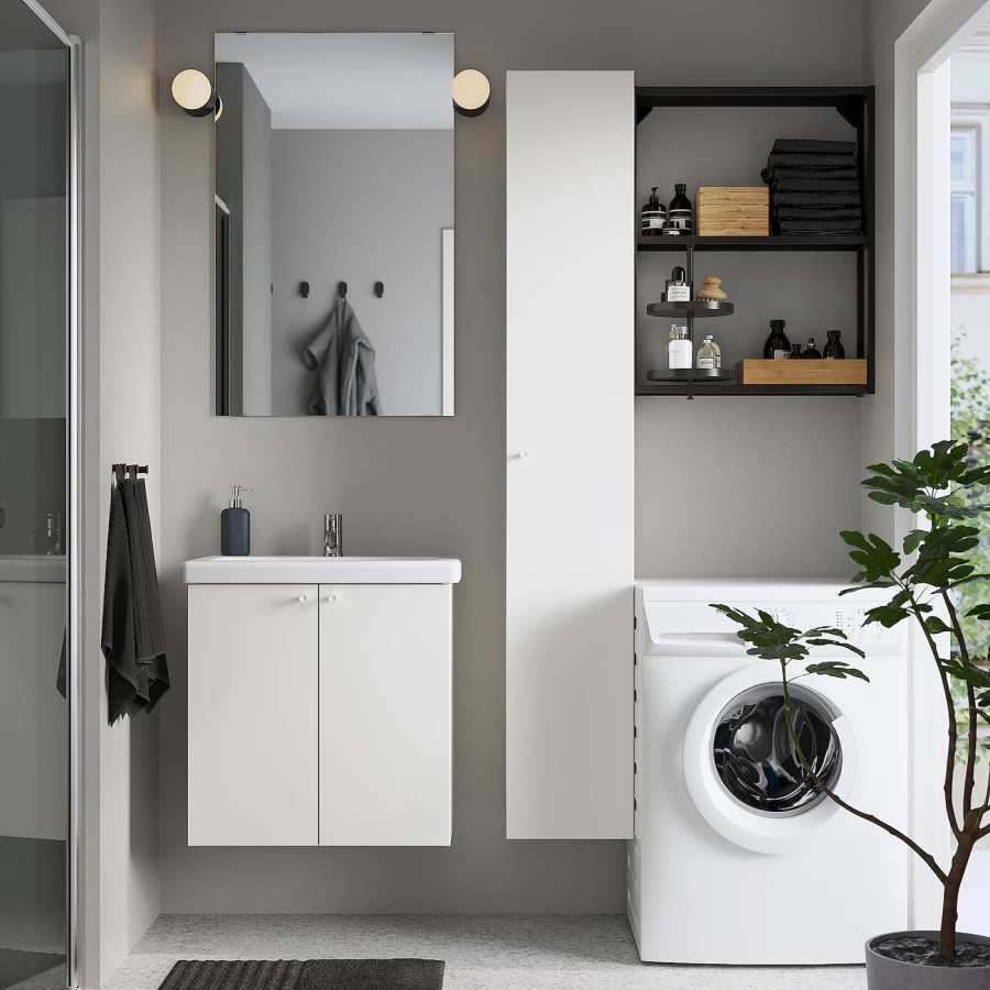 Комбинация для ванной - IKEA ENHET, 64х43х65 см, белый/антрацит, ЭНХЕТ ИКЕА (изображение №3)