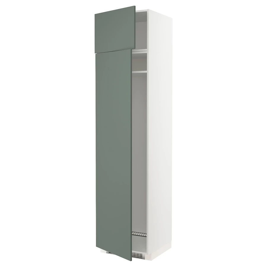 Высокий кухонный шкаф - IKEA METOD/МЕТОД ИКЕА, 240х60х60 см, белый/темно-зеленый (изображение №1)