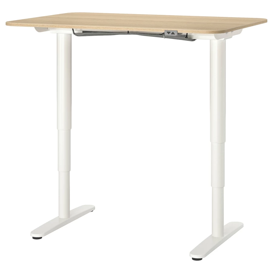 Письменный стол - IKEA BEKANT, 120х80х65-125 см, под беленый дуб/белый, БЕКАНТ ИКЕА (изображение №1)
