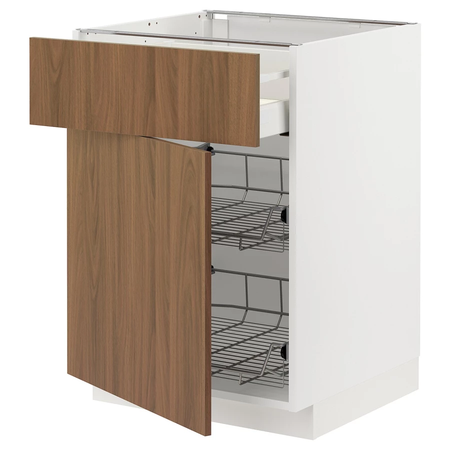 Напольный шкаф - METOD / MAXIMERA IKEA/ МЕТОД/ МАКСИМЕРА ИКЕА,  60х60 см, белый/коричневый (изображение №1)
