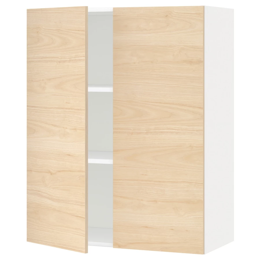 Навесной шкаф с полкой - METOD IKEA/ МЕТОД ИКЕА, 100х80 см, белый/под беленный дуб (изображение №1)