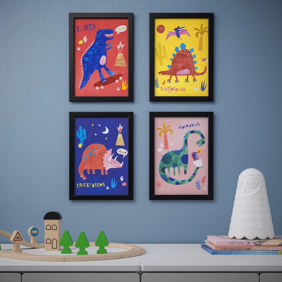 Постер, 4 шт. - IKEA BILD, 21х30 см, «Красочные динозавры», БИЛЬД ИКЕА (изображение №2)