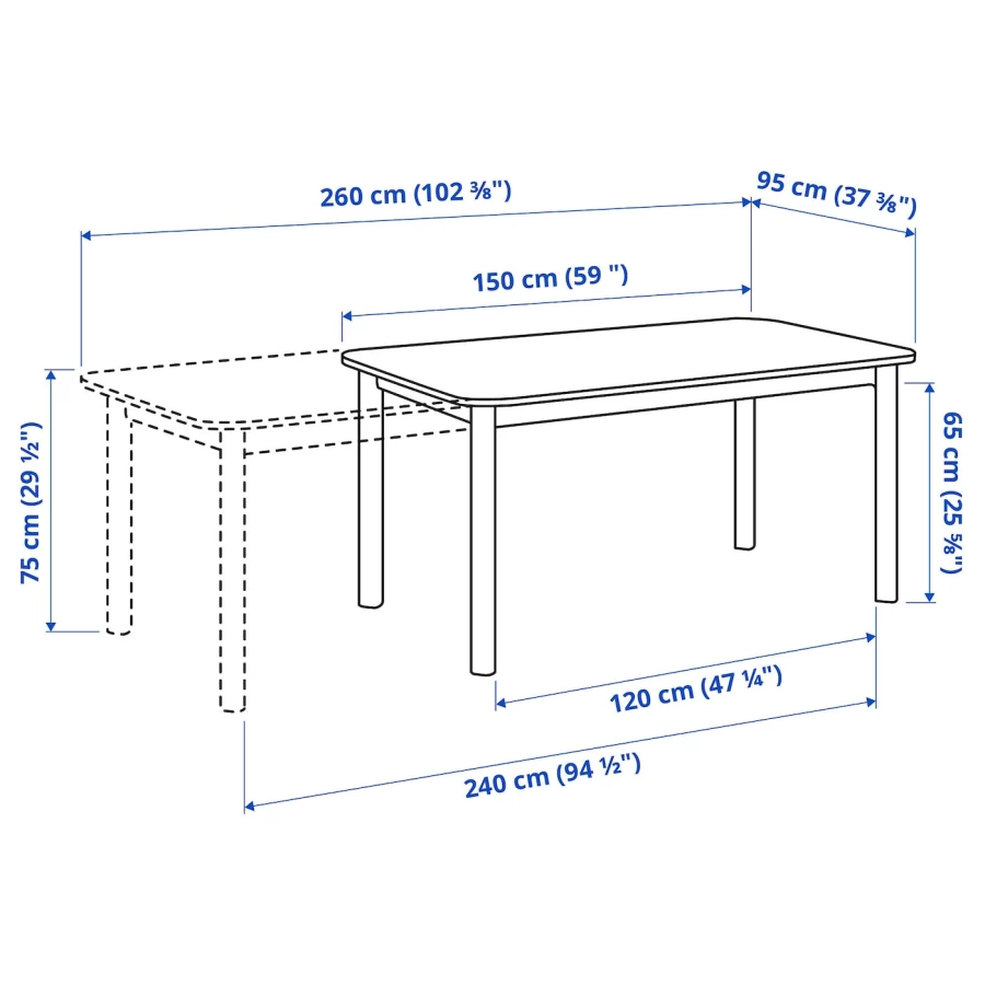 Стол и 6 стульев - STRANDTORP / MÅRENÄS IKEA/СТРАНДТОРП/МАРЕНЭС   ИКЕА, 205х95х75 см, коричневый/красный (изображение №8)