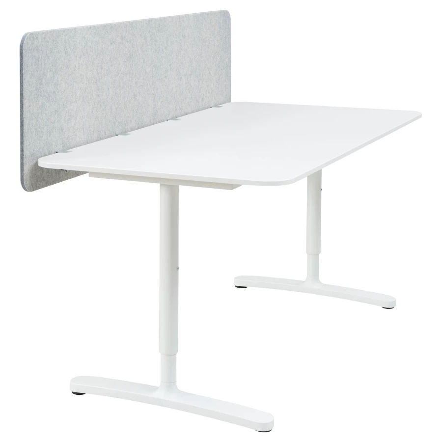 Письменный стол с экраном - IKEA BEKANT, 160х80х48 , серый/белый, БЕКАНТ ИКЕА (изображение №1)