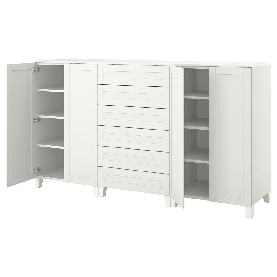 Шкаф - PLATSA/ SANNIDAL  IKEA/ ПЛАТСА/САННИДАЛЬ ИКЕА, 240x57x133 см, белый (изображение №1)