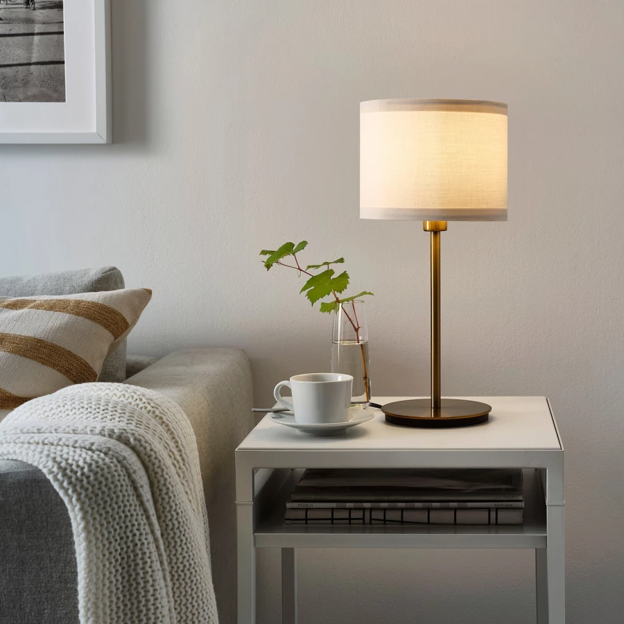Лампа - RINGSTA/SKAFTET IKEA/РИНГСТА/СКАФТЕТ ИКЕА, 41 см, белый/золотистый (изображение №2)