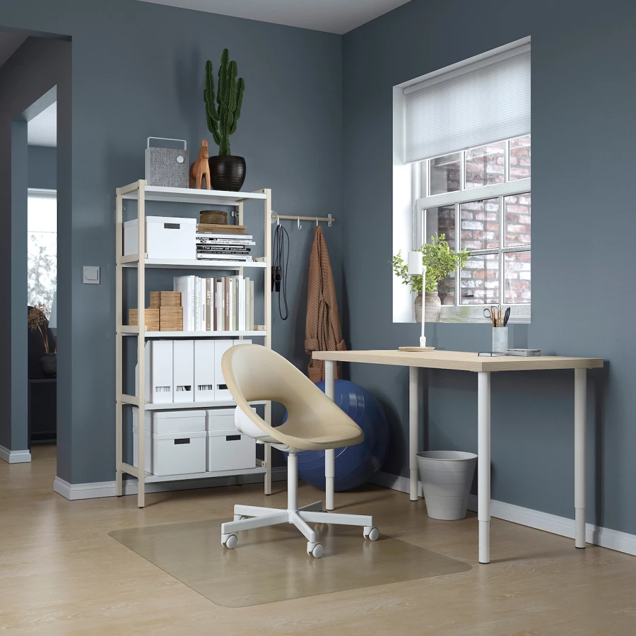 Письменный стол - IKEA MITTCIRKEL/OLOV/ МИТЦИРКЕЛЬ/ОЛОВ ИКЕА, 120х60 см, сосна/белый (изображение №4)
