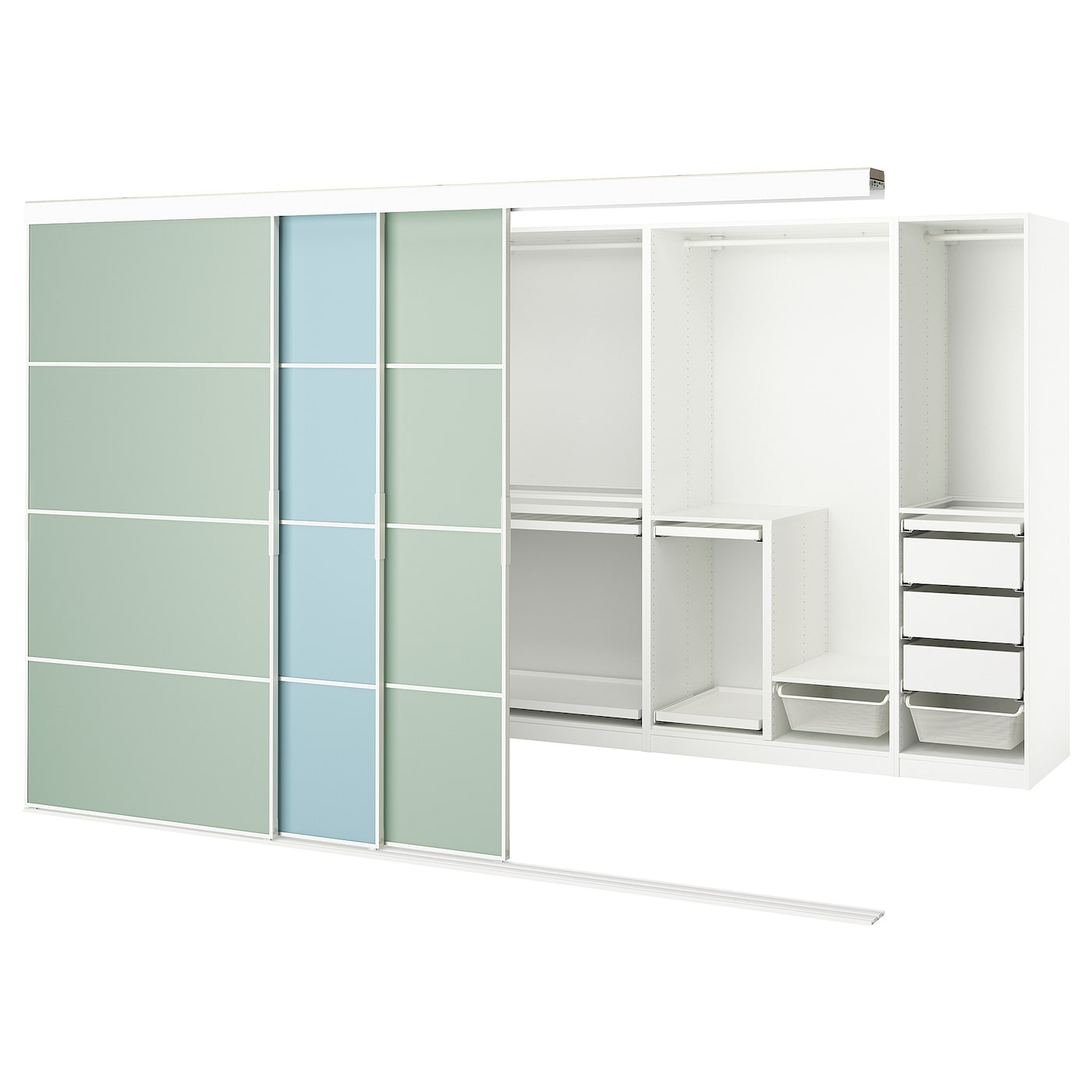Шкаф - SKYTTA / PAX IKEA/ СКИТТА / ПАКС  ИКЕА, 204х301 см, белый/зеленый