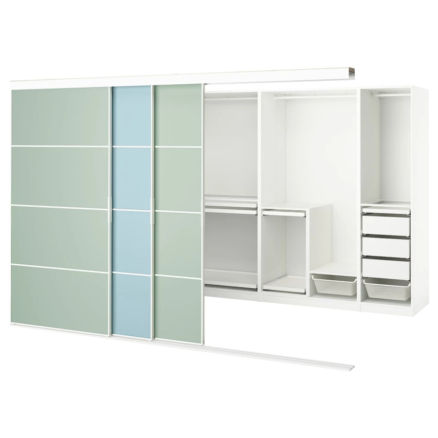 Шкаф - SKYTTA / PAX IKEA/ СКИТТА / ПАКС  ИКЕА, 204х301 см, белый/зеленый (изображение №1)