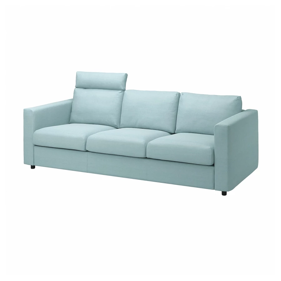 3-местный диван - IKEA VIMLE/ВИМЛЕ ИКЕА, 83х98х241 см, голубой (изображение №1)