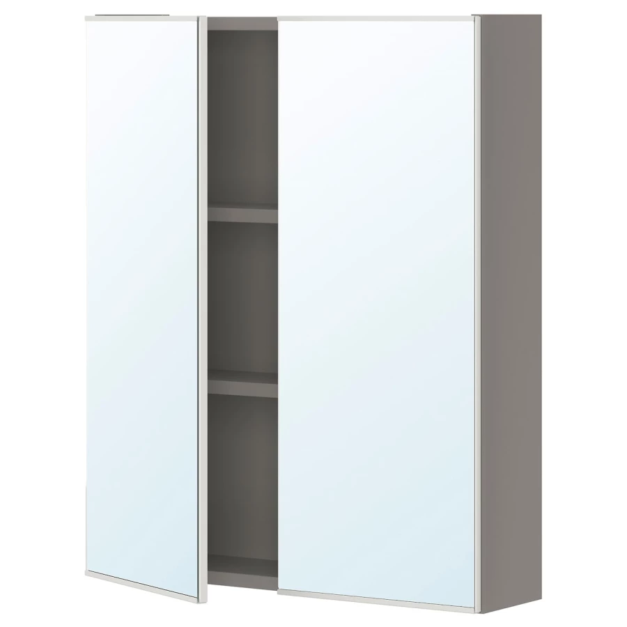 Настенный шкаф для ванной комнаты - ENHET IKEA/ ЭНХЕТ ИКЕА, 60х75х17 см, серый (изображение №1)