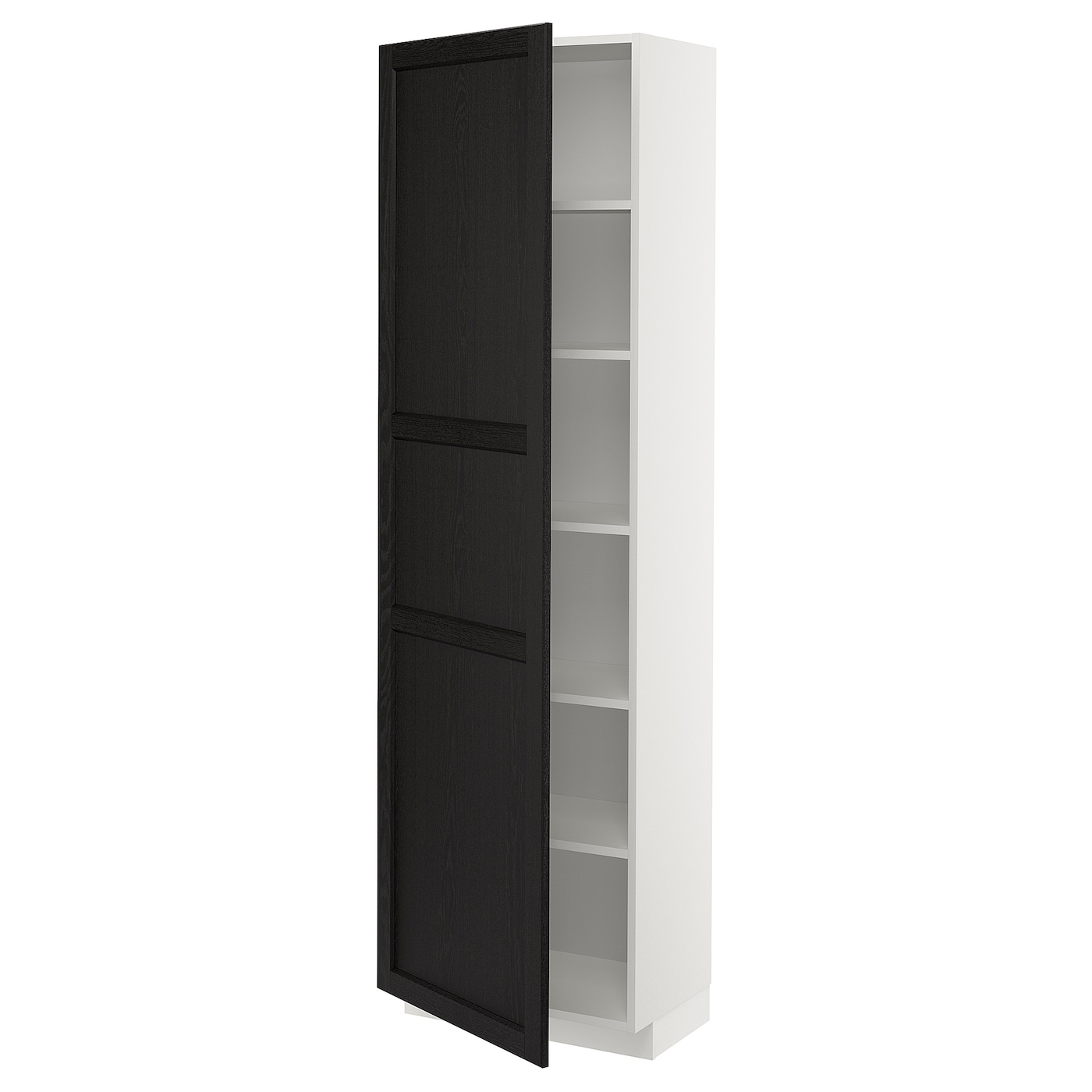 Высокий кухонный шкаф с полками - IKEA METOD/МЕТОД ИКЕА, 200х37х60 см, белый/черный