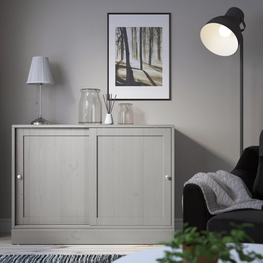 Шкаф с цоколем - IKEA HAVSTA, 121x89x47 см, серый ХАВСТА ИКЕА (изображение №2)