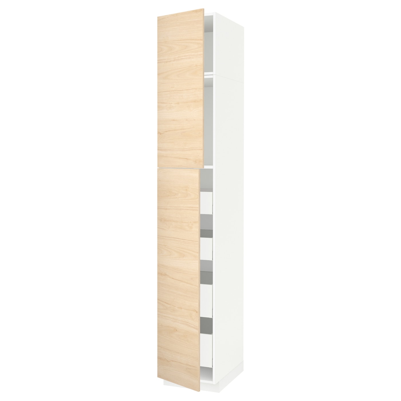 Высокий шкаф - IKEA METOD/MAXIMERA/МЕТОД/МАКСИМЕРА ИКЕА, 240х60х40 см, белый/под беленый дуб