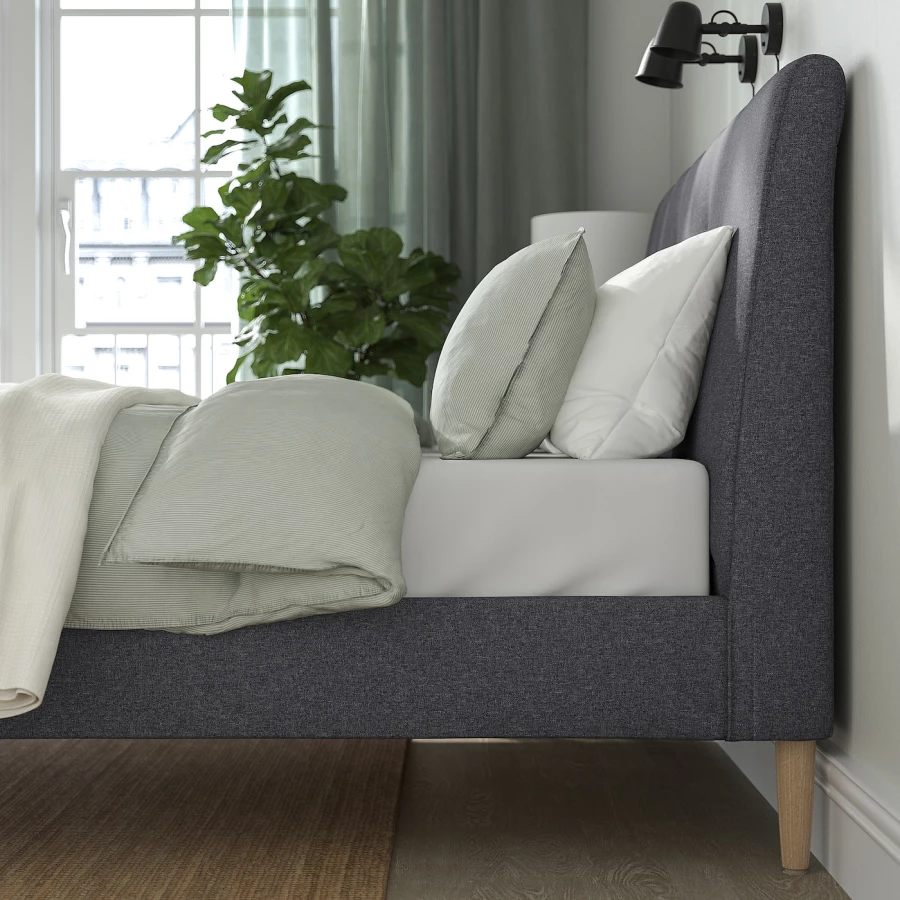 Двуспальная кровать - IKEA IDANÄS/IDANAS, 200х140 см, темно-серый, ИДАНЭС ИКЕА (изображение №4)