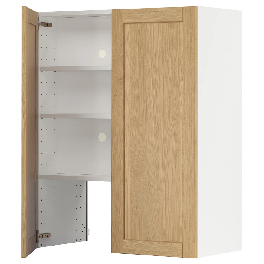 Навесной шкаф - METOD IKEA/ МЕТОД ИКЕА, 80х100 см, белый/под беленый дуб (изображение №1)