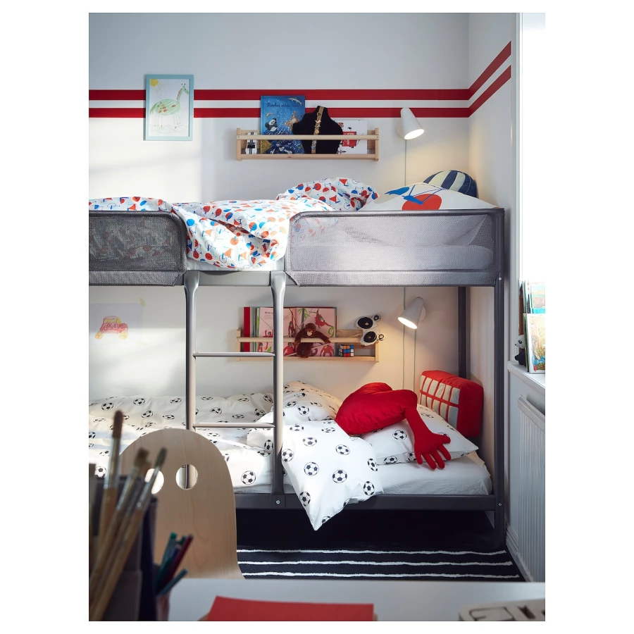 Каркас двухъярусной кровати - IKEA TUFFING/ТУФФИНГ ИКЕА , 207х130,5х96,5 см, черный (изображение №7)