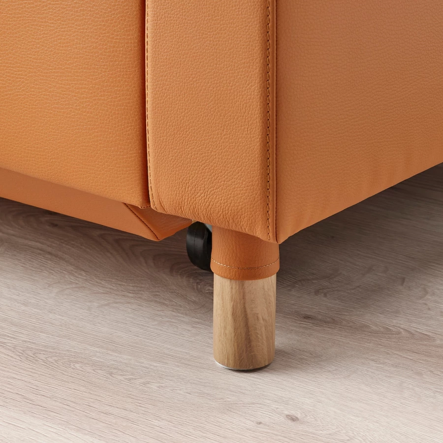 3-местный диван-кровать - IKEA LANDSKRONA, 84x92x223см, оранжевый, кожа, ЛАНДСКРУНА ИКЕА (изображение №8)