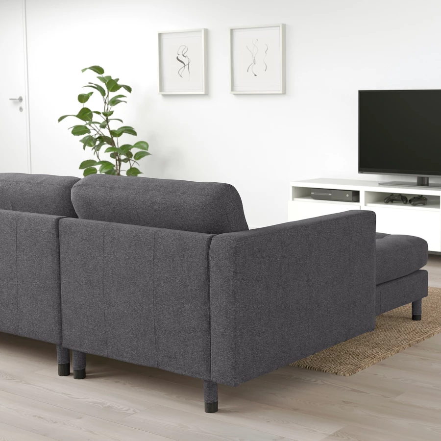 3-местный диван с шезлонгом - IKEA LANDSKRONA, 89x240см, темно-серый, ЛАНДСКРУНА ИКЕА (изображение №2)