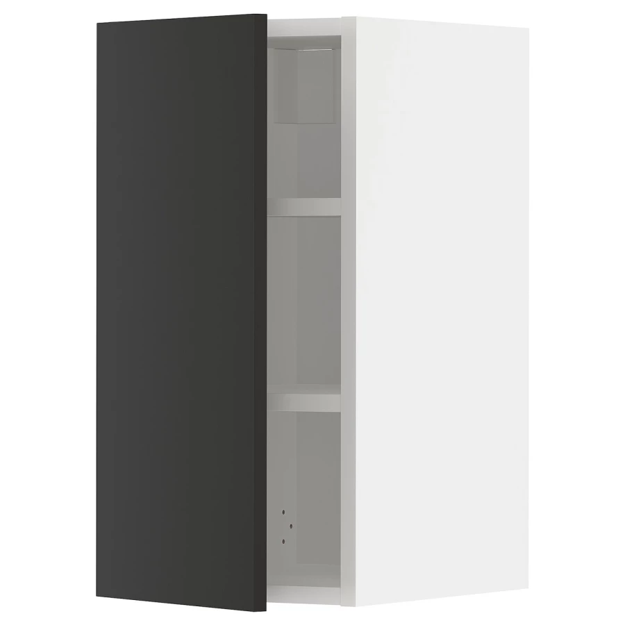 Навесной шкаф с полкой - METOD IKEA/ МЕТОД ИКЕА, 60х30 см, белый/черный (изображение №1)