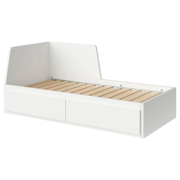 Каркас кушетки с 2 ящиками - IKEA FLEKKE, 200х80 см, белый, ФЛЕККЕ ИКЕА