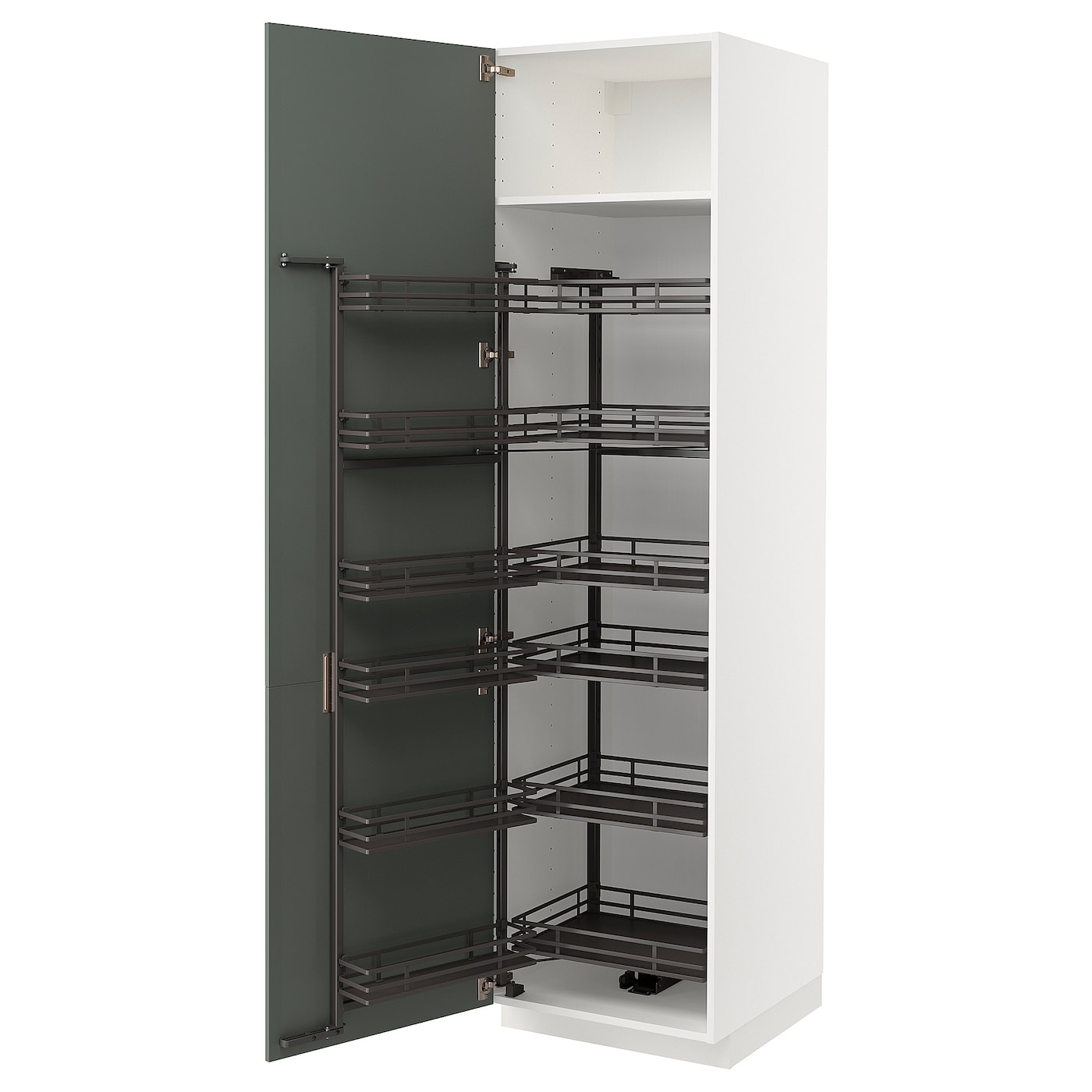 Высокий шкаф с выдвижной кладовой - IKEA METOD/МЕТОД ИКЕА, 60х60х220 см, белый/серо-зеленый