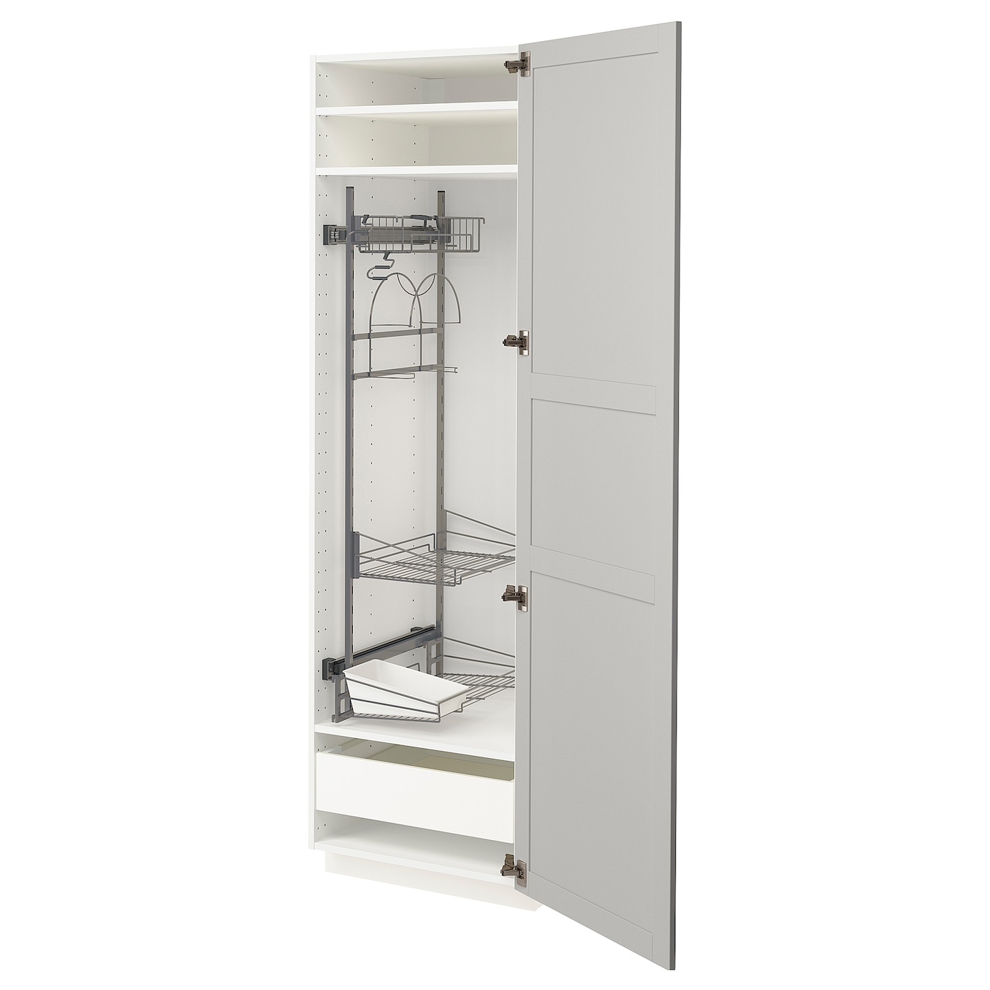 Высокий шкаф/бытовой - IKEA METOD/MAXIMERA/МЕТОД/МАКСИМЕРА ИКЕА, 200х60х60 см, белый/серый