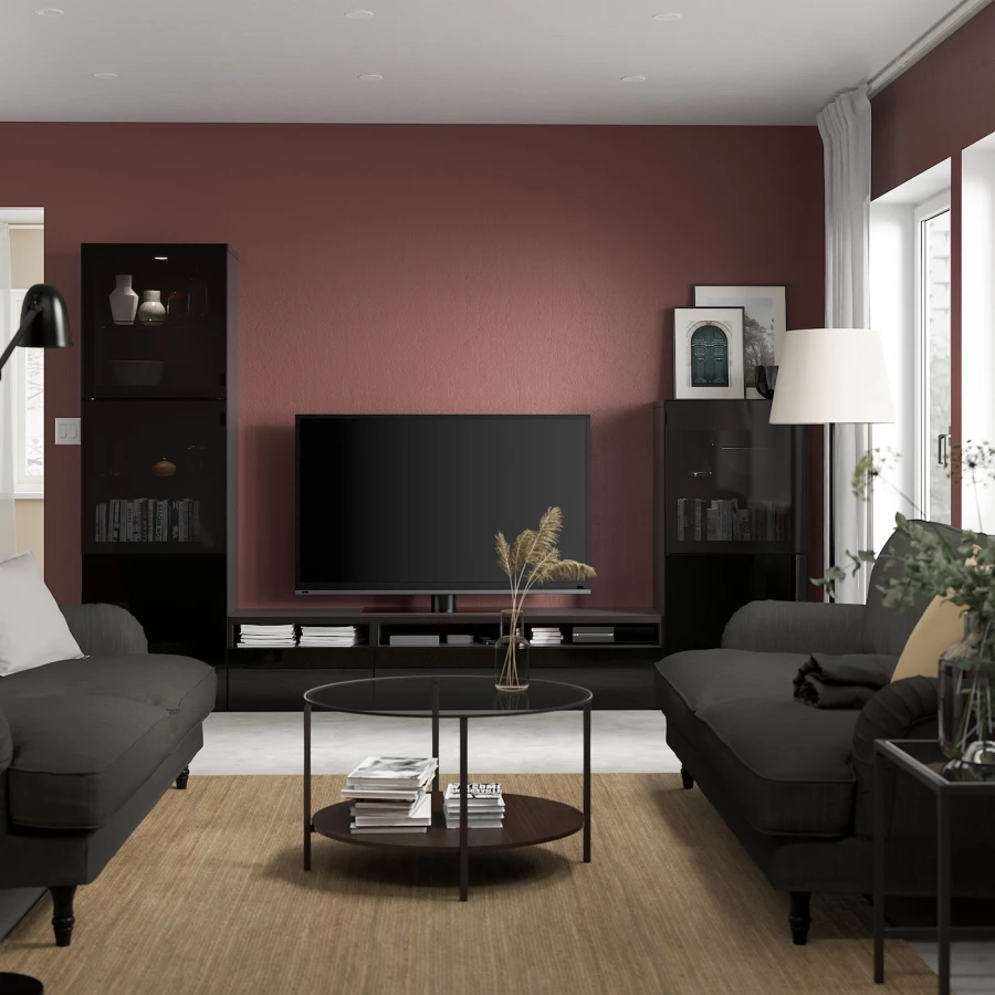 Комбинация для хранения ТВ - IKEA BESTÅ/BESTA, 193x42x300см, черный, БЕСТО ИКЕА (изображение №3)