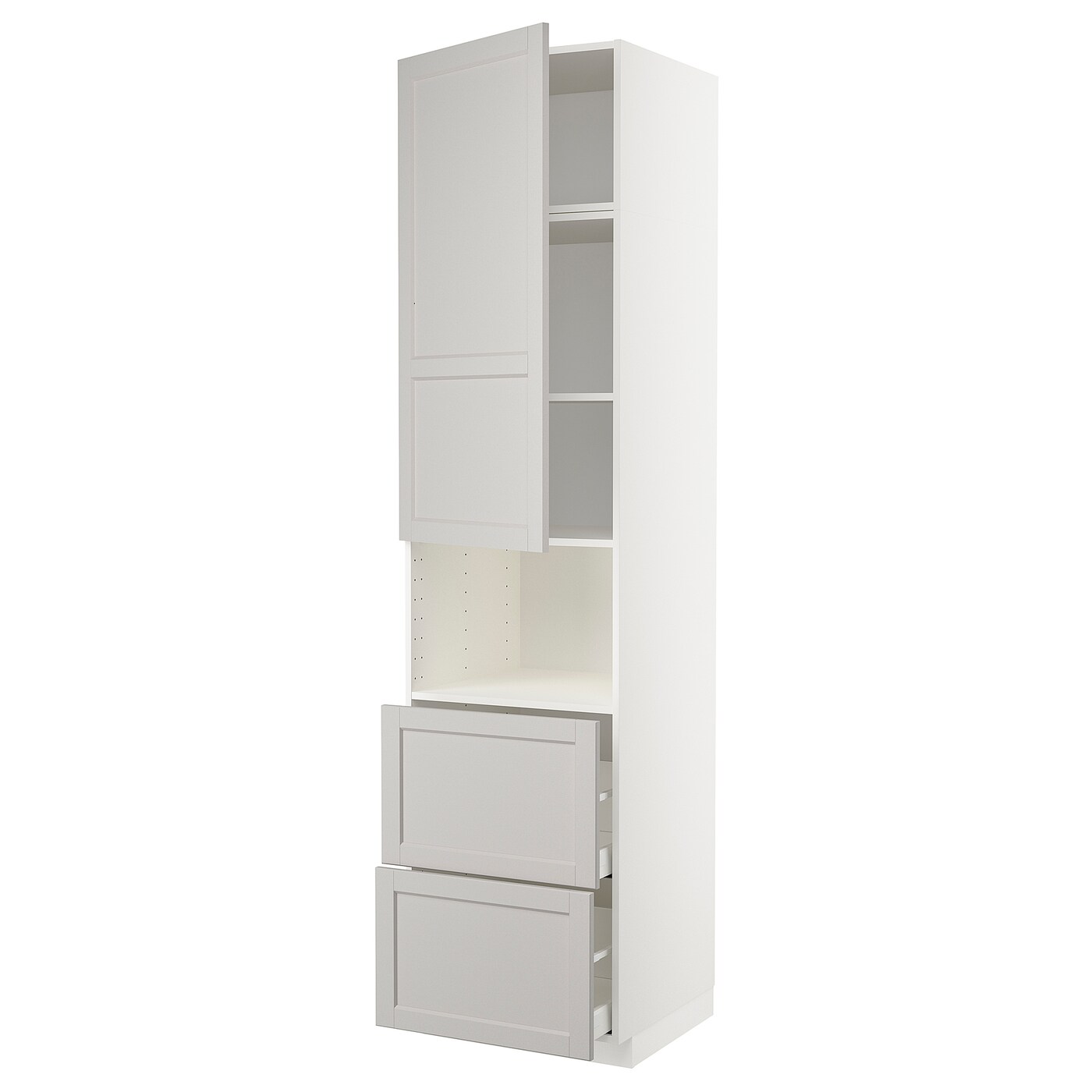 Высокий шкаф с ящиками - IKEA METOD/MAXIMERA/МЕТОД/МАКСИМЕРА ИКЕА, 240х60х60 см, белый/серый