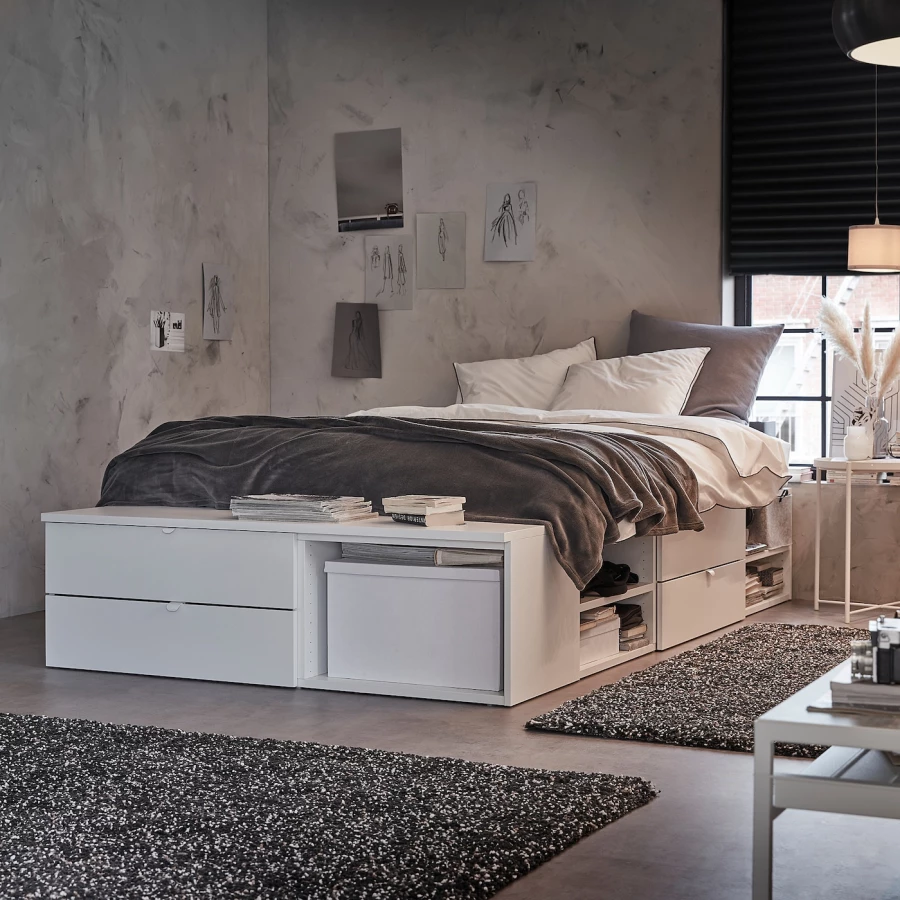 Каркас кровати с 4 ящиками - IKEA PLATSA, 200х140 см, белый, ПЛАТСА ИКЕА (изображение №4)