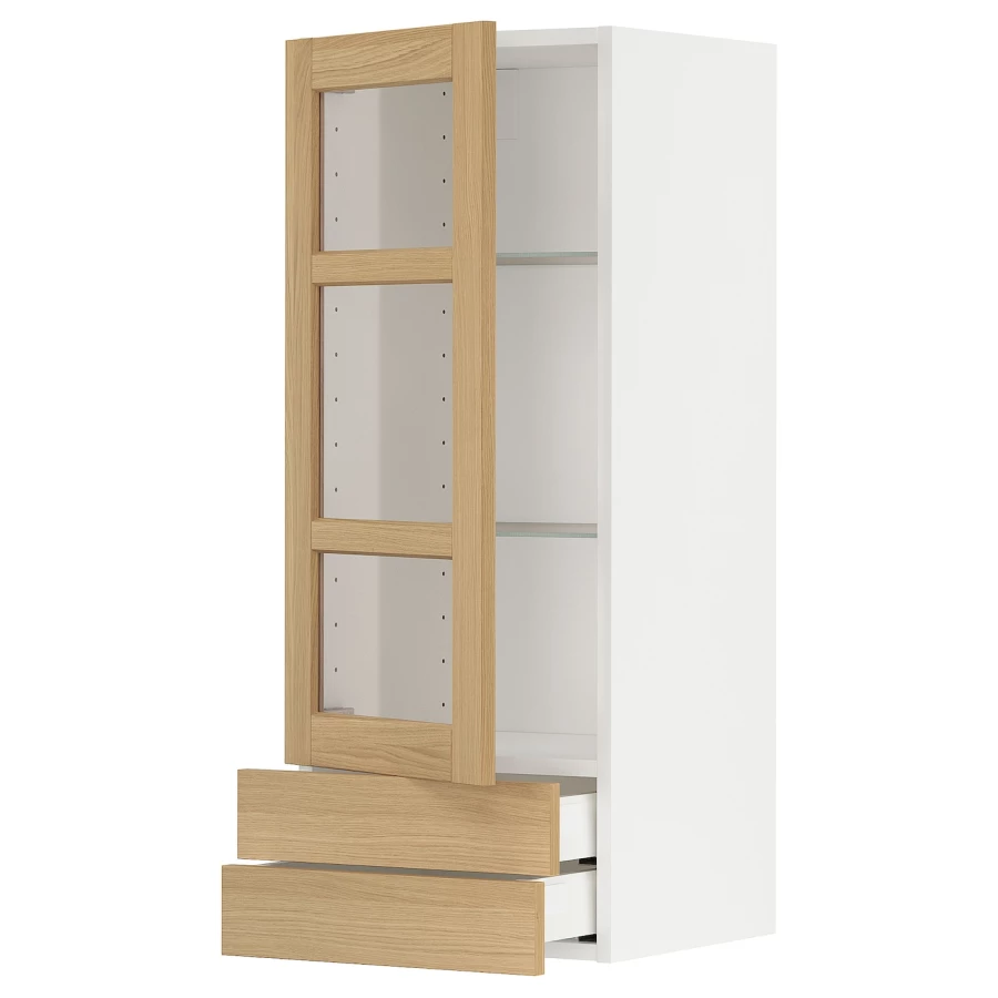 Навесной шкаф - METOD / MAXIMERA IKEA/ МЕТОД/МАКСИМЕРА ИКЕА, 40х100 см, белый/под беленый дуб (изображение №1)