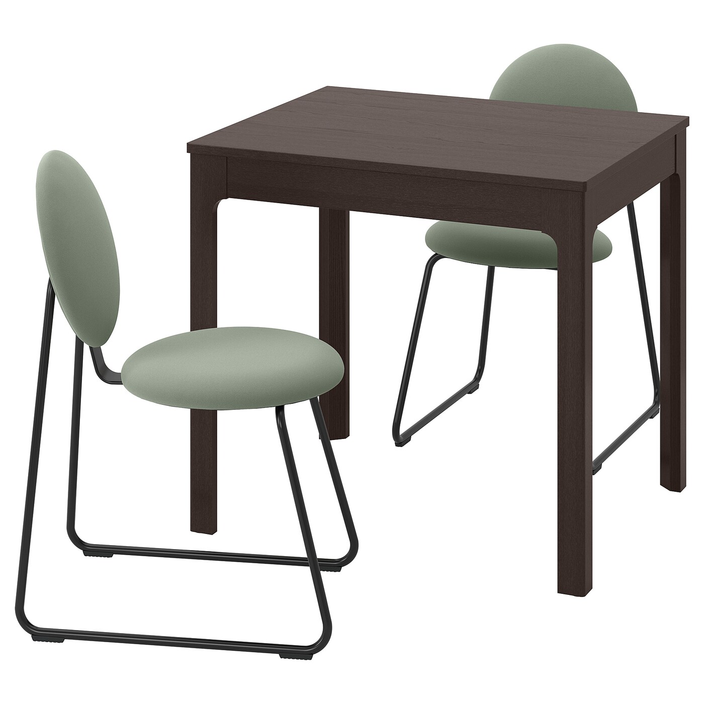 Стол и 2 стула - EKEDALEN / MÅNHULT IKEA/ЭКЕДАЛЕН/МОНХУЛЬТ ИКЕА,120х75х70 см, коричневый/зеленый